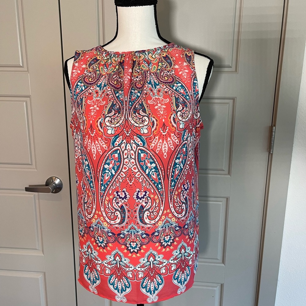Coral Paisley Summer Tunic Top